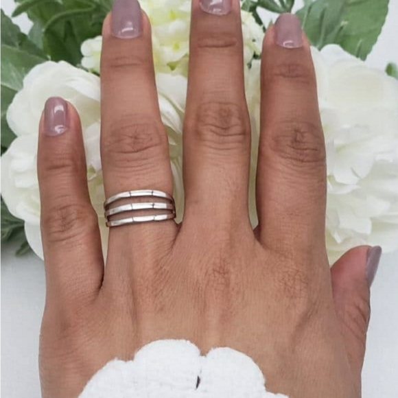STERLING SILVER 925 MIDI LAYERED RING - Picture 3 of 4